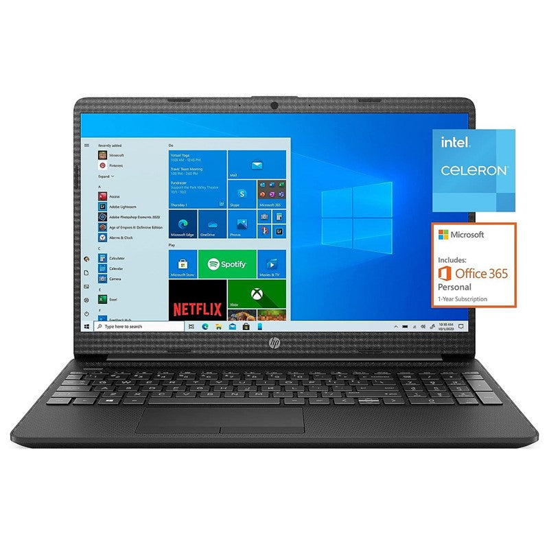 HP أحدث كمبيوتر محمول للأعمال مقاس 15.6 بوصة FHD Micro-Edge Intel Celeron N4020، ذاكرة الوصول العشوائي 8 جيجابايت 128 جيجابايت SSD، كاميرا ويب Wi-Fi HDMI سريع الشحن قارئ Sd، Microsoft Office 365 Windows 10 Home، بطاقة Tela USB سعة 32 جيجابايت - أسود