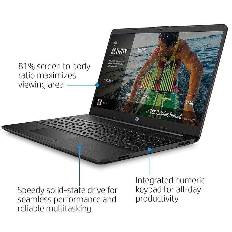 HP FHD Display Intel Celeron N4020 Upto 2. GHz 4GB RAM, 128GB SSD, UHD Graphics Notebook Laptop with Bluetooth Webcam - WIN10 - Black