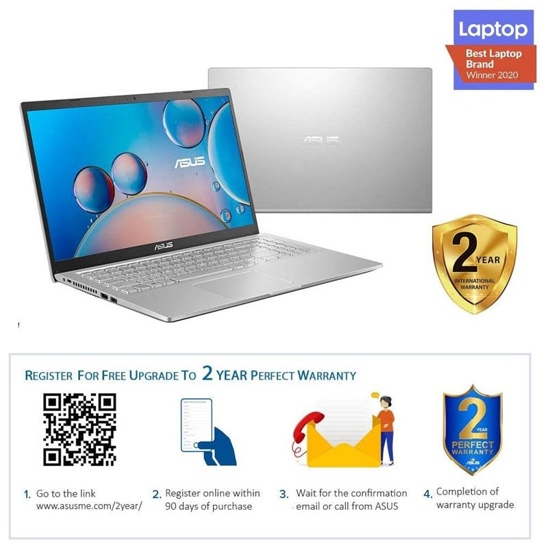 لاب توب ASUS VivoBook 15 X515JA-EJ190T (فضي شفاف) - معالج انتل كور i3-1005G1 ثنائي النواة بسرعة 1.2 جيجا هرتز، ذاكرة الوصول العشوائي 4 جيجا، 512 جيجا اس اس دي، رسومات انتل الترا اتش دي، 15.6 بوصة فل اتش دي، ويندوز 10 هوم، كيبورد انجليزي-عربي