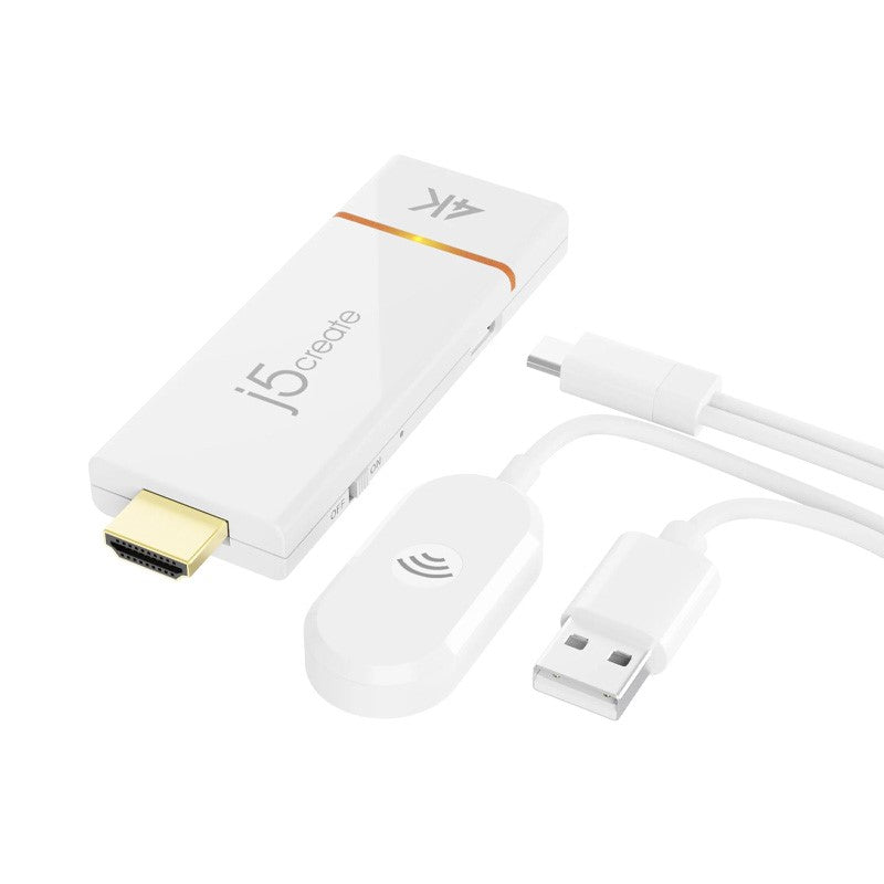 j5create JVAW76 محول العرض اللاسلكي سكرين كاست 4K HDMI - أبيض