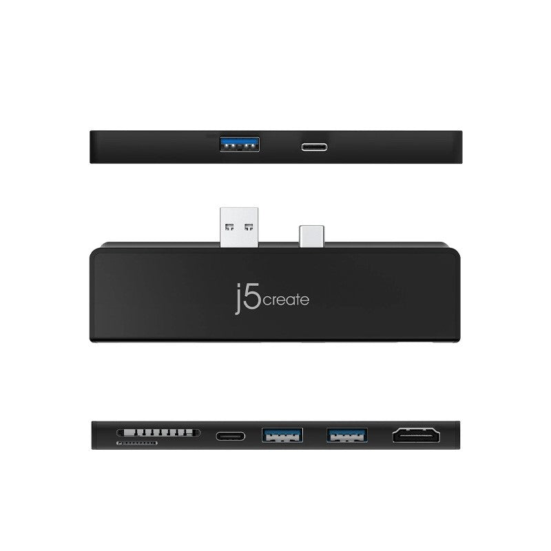 j5create JCD324B Ultradrive Minidock for Surface Pro 7, includes 1x HDMI port and 3x USB ports - Black