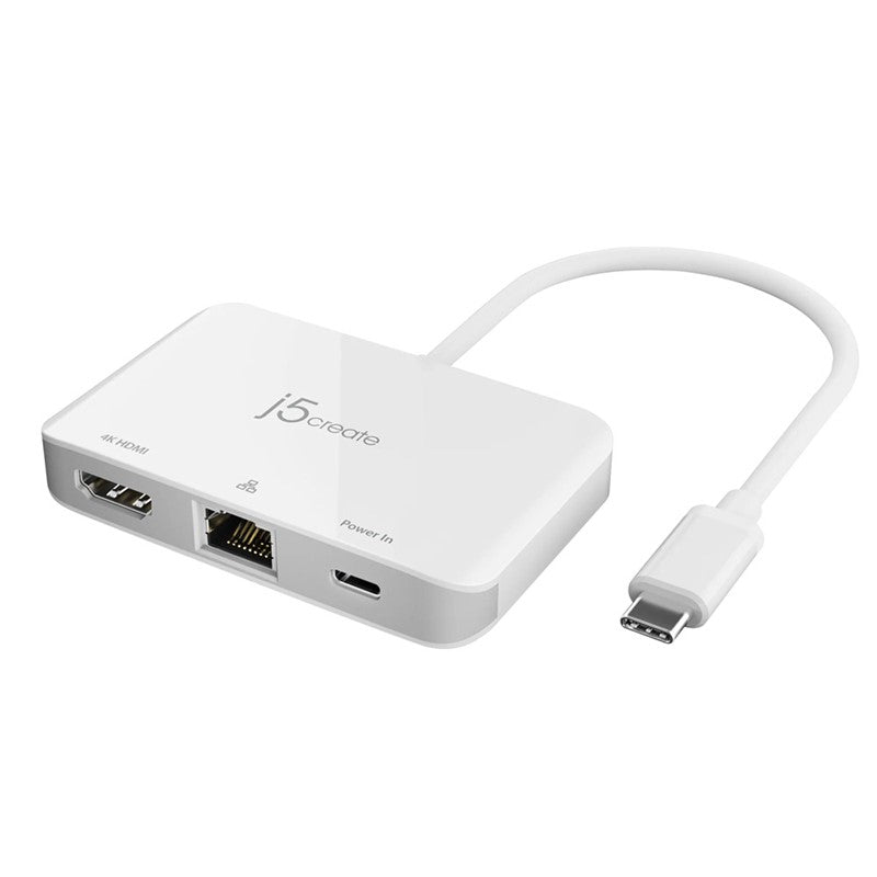 j5create JCA351 USB-C to 4K HDMI Ethernet Adapter, White