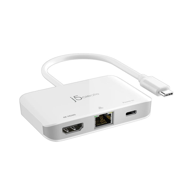 j5create JCA351 USB-C to 4K HDMI Ethernet Adapter, White