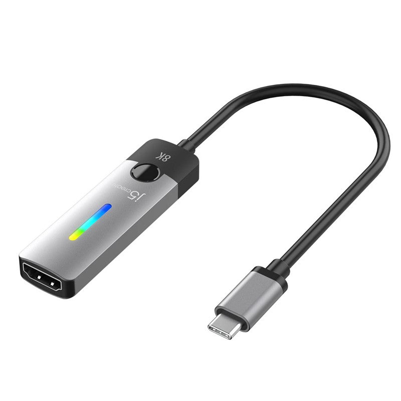 j5create محول USB-C إلى HDMI 2.1 8K، رمادي فلكي/أسود