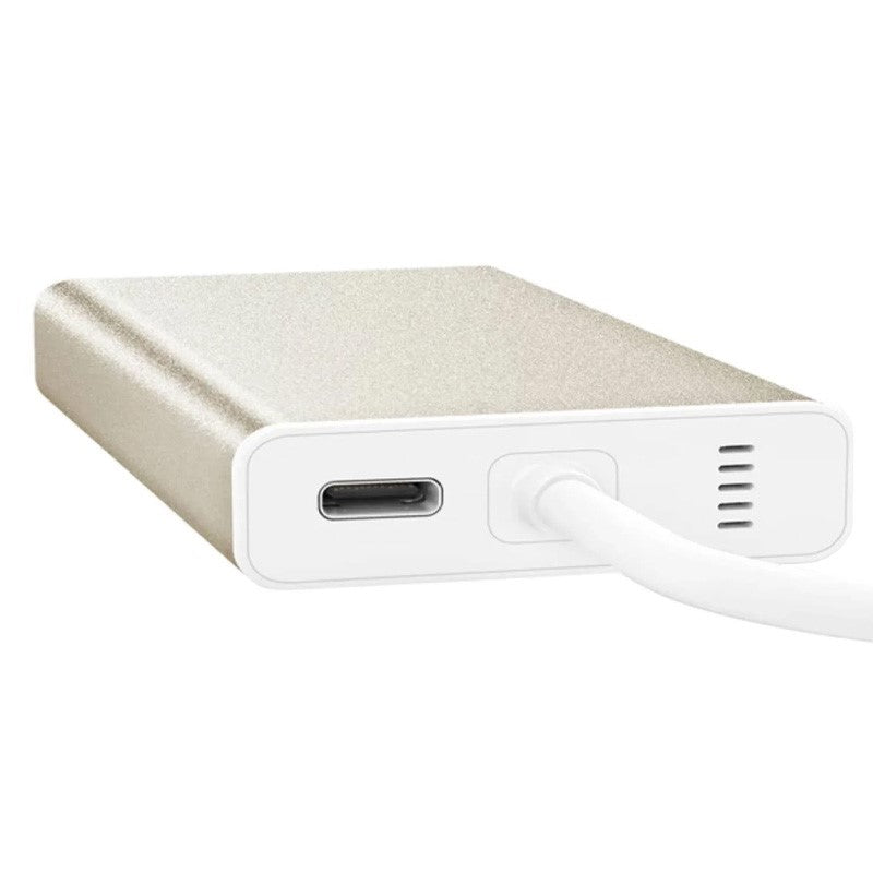 j5 create JCD381 قاعدة توصيل USB من النوع C مزدوجة HDMI صغيرة وإيثرنت USB 3.1 HUB / PD2.0، يتضمن 2x منافذ HDMI و3x منافذ USB - شمبانيا