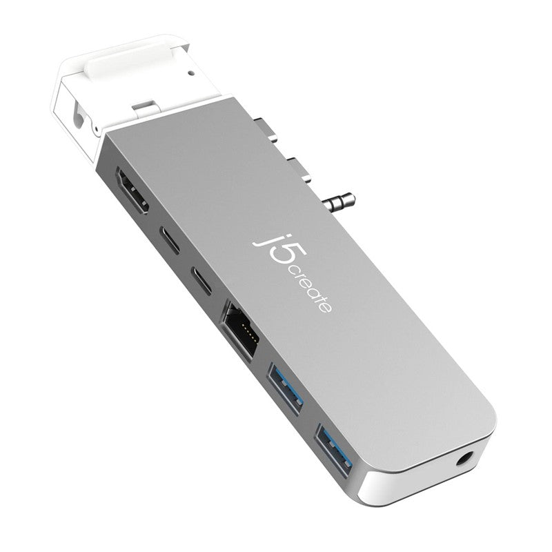 j5create JCD395 4K60 Elite Pro USB4 Hub مع مجموعة MagSafe، رمادي فلكي/أبيض