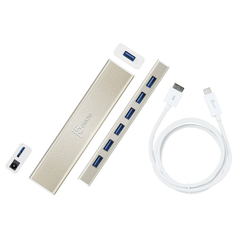 j5create JCH377 USB-C 7- Port HUB - EU/UK, Metallic Champagne