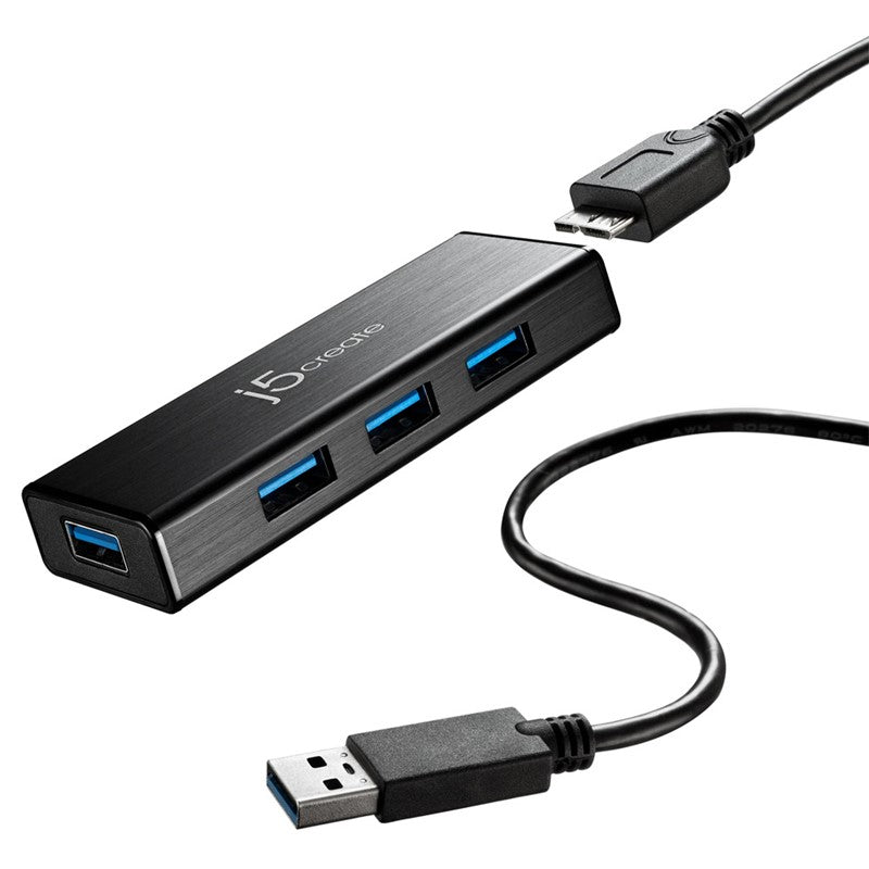 j5create JUH340 USB 3.0 4-Port Mini HUB - EU/UK, Black