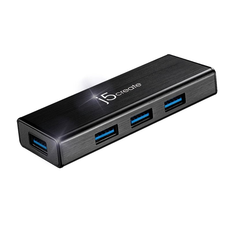 j5create USB 3.0 4 بورت ميني هاب - الاتحاد الأوروبي/المملكة المتحدة، أسود