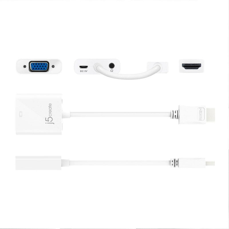 j5create JDA213 HDMI to VGA Adapter, White