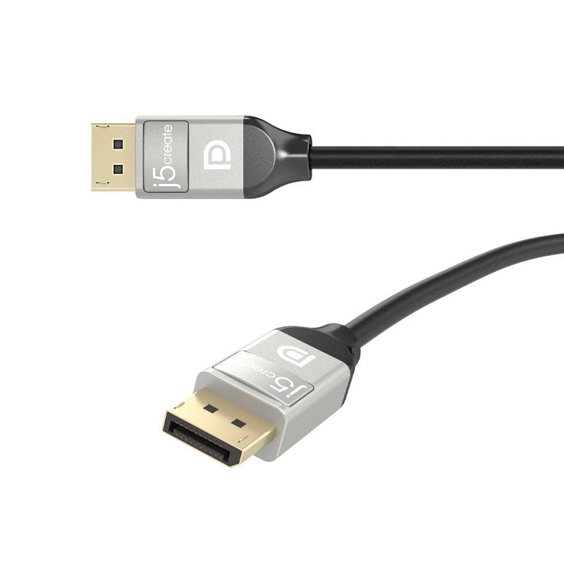 j5create JDC42 4K DisplayPort Cable, Black and Grey, 1.8M