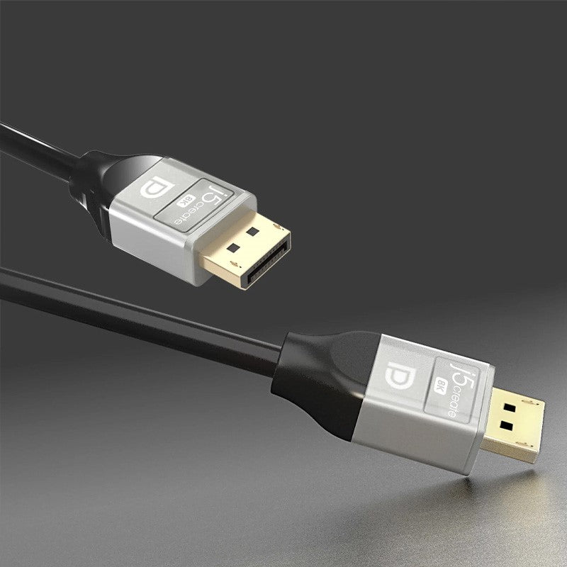 j5create JDC43 8K كابل DisplayPort، أسود ورمادي، 2 متر