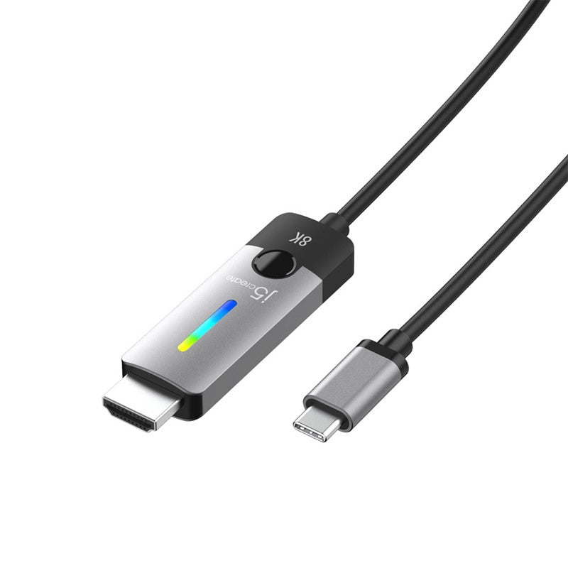 كابل j5create USB-C إلى HDMI 2.1 8K، رمادي فلكي/أسود