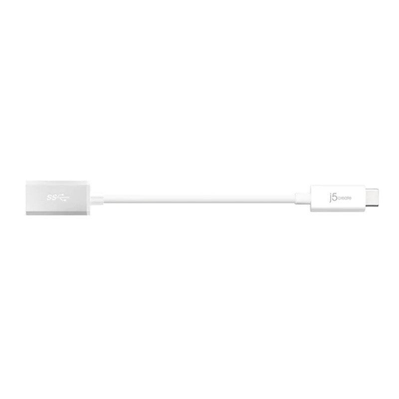 j5create JUCX05 USB-C 3.1 to USB Type-A Adapter, White and Silver