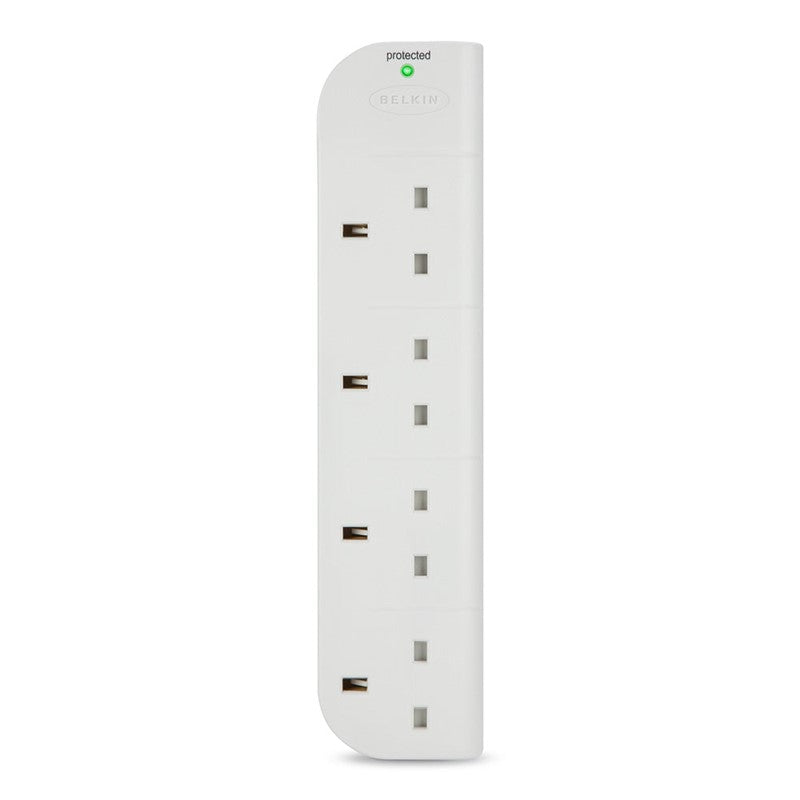 BELKIN 4-Way Extension Wire Power Strip with 1 Meter Power Cord - White, BKN-F9E400UK1M