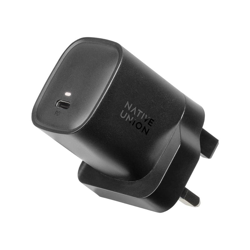 Native Union Fast GaN Charger PD 30W USB-C Charger w/ LED, 1-Port UK Wall Charger - Black, NU-FAST-PD30-BLK-UK