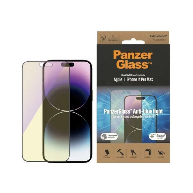 PanzerGlass iPhone 14 Pro Max - UWF Anti-Bluelight Screeen Protector with Applicator - Clear, PNZ2793