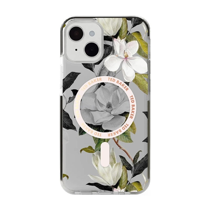 Ted Baker iPhone 14 - MagSafe Anti-Shock Floral Case Opal - Clear Multi-color, TB-87715