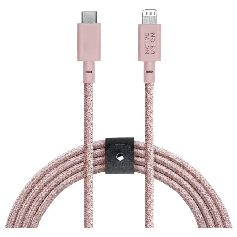 Native Union Belt USB-C to Lightning Charging Cable - 3M - Rose, NU-BELT-CL-ROS-3-NP