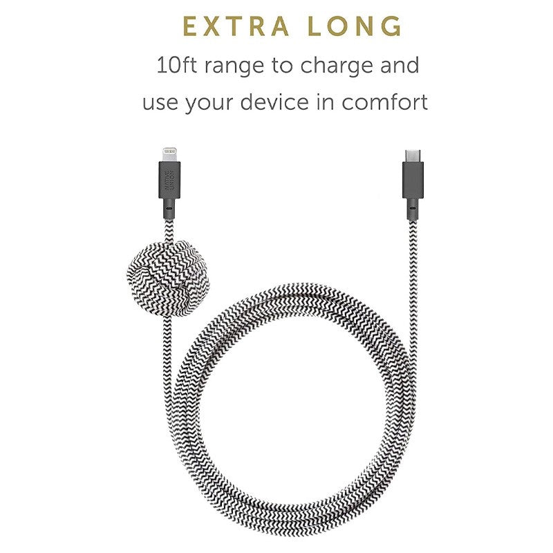 Native Union Night Cable USB-C to Lighting - 3M - Zebra, NU-NCABLE-KV-CL-ZEB