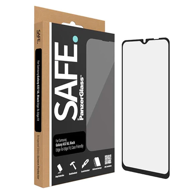 PanzerGlass Samsung Galaxy A32 5G Screen Protector - Edge to Edge Fit Tempered Glass w/ AntiMicrobial - Black Frame, PNZ7252