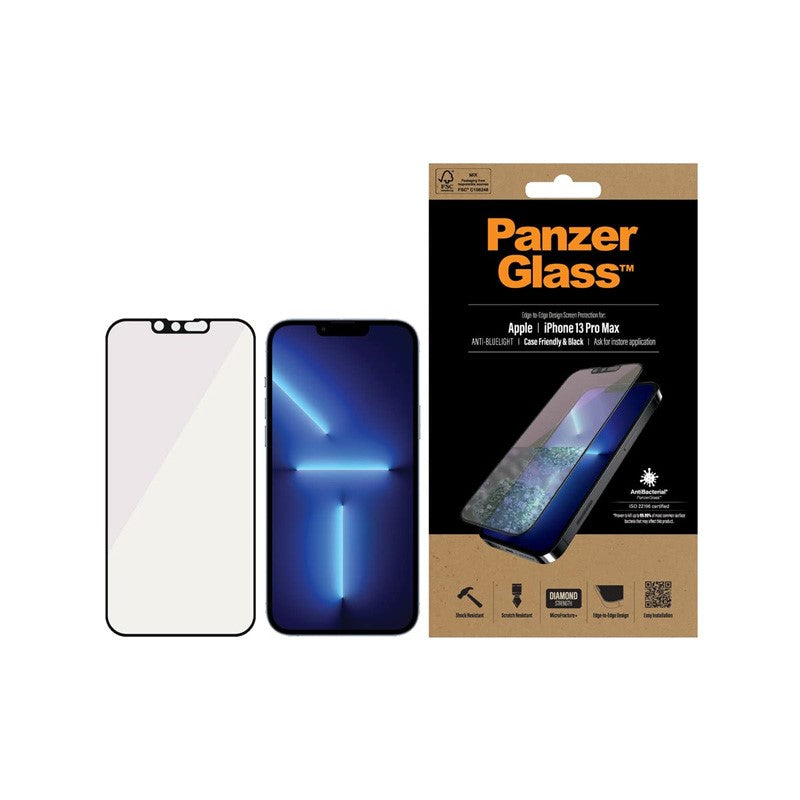 PanzerGlass iPhone 13 Pro Max - Edge-to-Edge Black Frame With Anti-Microbial Screen Protector - Privacy, PNZPROP2746