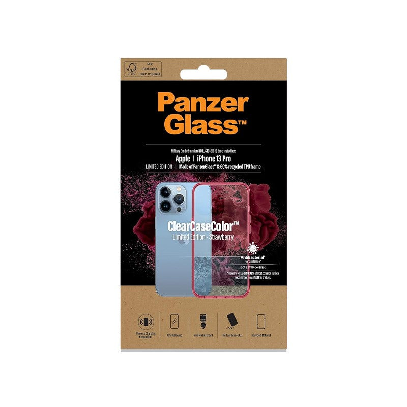 PanzerGlass iPhone 13 Pro - Clear Case Color - Drop Protection Treated w/Anti-Microbial - Strawberry, PNZ340