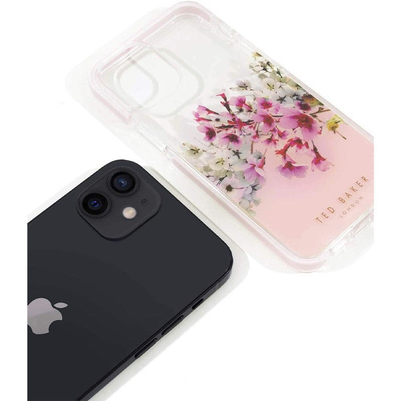 Ted Baker iPhone 12 Mini - Anti-Shock Floral Case - ElderFlower Clear, TB-80518