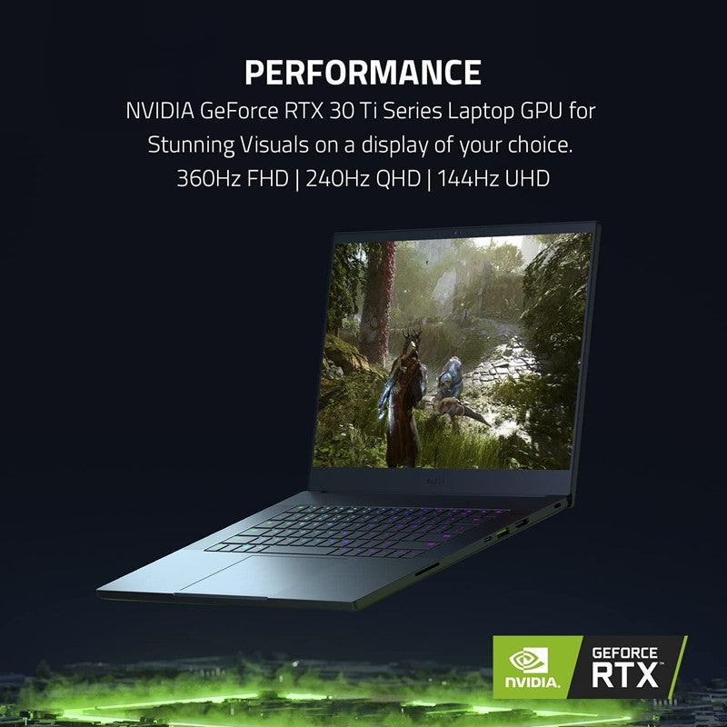 Razer Blade 15 Gaming Laptop: NVIDIA GeForce RTX 3080 Ti - 12th Gen Intel 14-Core i7 CPU - 15.6â€ FHD 360Hz - 32GB DDR5 RAM, 1TB PCIe SSD - Windows 11 - CNC Aluminum - Chroma RGB - Thunderbolt 4
