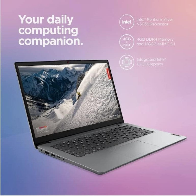 Lenovo IdeaPad Student Laptop With 14-Inch Display, Pentium Silver N5030 Processor, 4GB RAM, 256GB SSD, Intel UHD Graphics, English Keyboard, Windows 11 Home, Silver