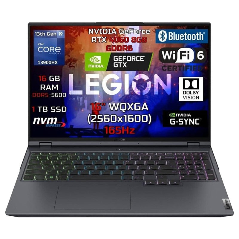 Lenovo Legion Pro 5 Gaming Laptop With 16-Inch Display, Core i9-13900HX Processor, 16GB RAM, 1TB SSD, 8GB NVIDIA GeForce RTX 4060, English Keyboard, Windows 11, Onyx Grey