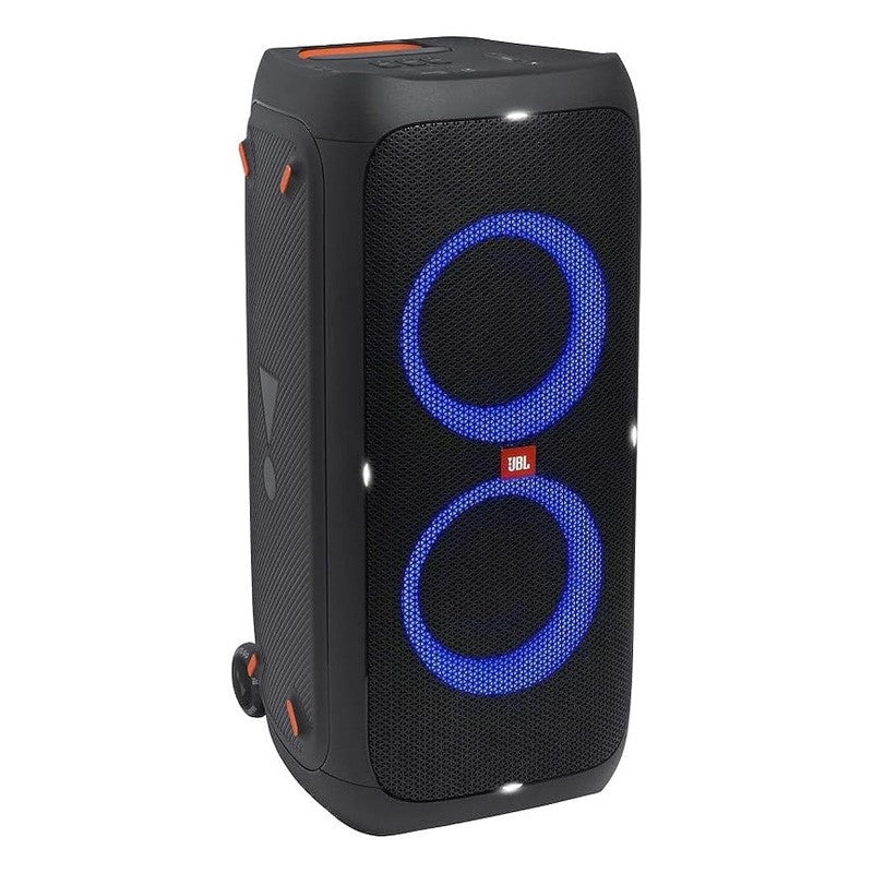 جي بي ال بارتي بوكس 310 مكبر صوت محمول للحفلات مع أضواء مبهرة وصوت جيه بي ال برو قوي، بطارية 18 ساعة، عجلات مدمجة، مقاومة لرذاذ الماء IPX4، تأثيرات صوتية، وضع الكاريوكي، منفذ USB - أسود