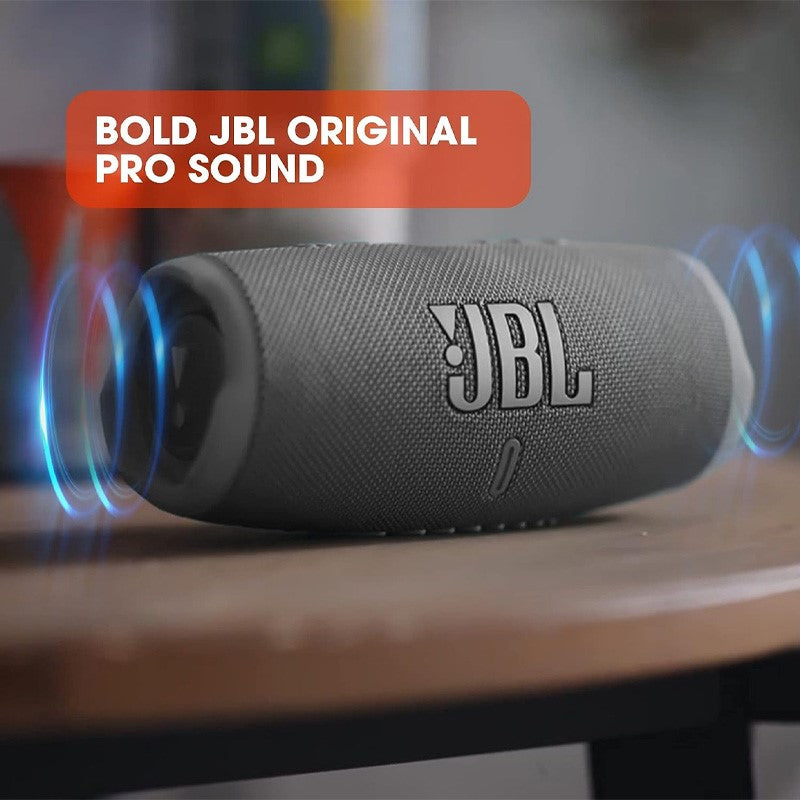 JBL Charge 5 Portable Speaker, Built-In Powerbank, Powerful Pro Sound, Dual Bass Radiators, 20H of Battery, IP67 Waterproof and Dustproof, Wireless Streaming, Connect - Gray, JBLCHARGE5GRY