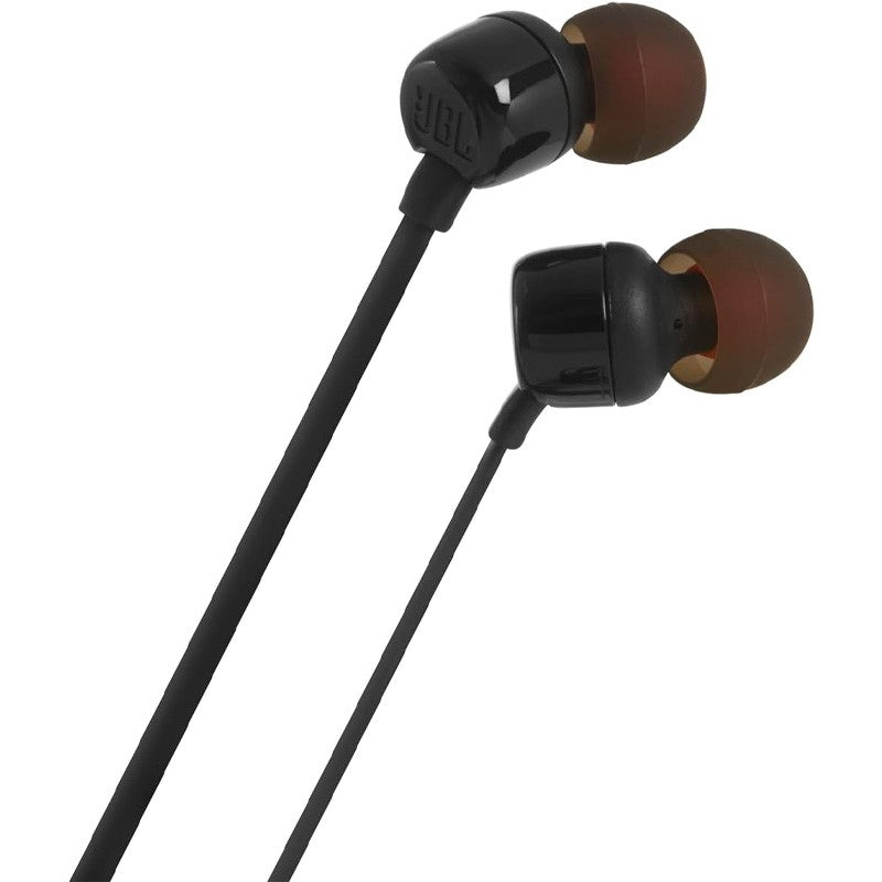 JBL Tune 110 Wired In-Ear Headphones, Deep and Powerful Pure Bass Sound, 1-Button Remote/Mic, Tangle-Free Flat Cable, Ultra Comfortable Fit