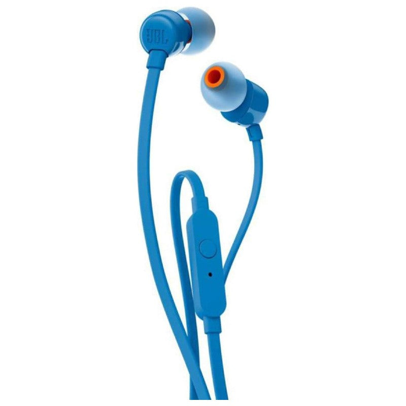 JBL Tune 110 Wired In-Ear Headphones, Deep and Powerful Pure Bass Sound, 1-Button Remote/Mic, Tangle-Free Flat Cable, Ultra Comfortable Fit