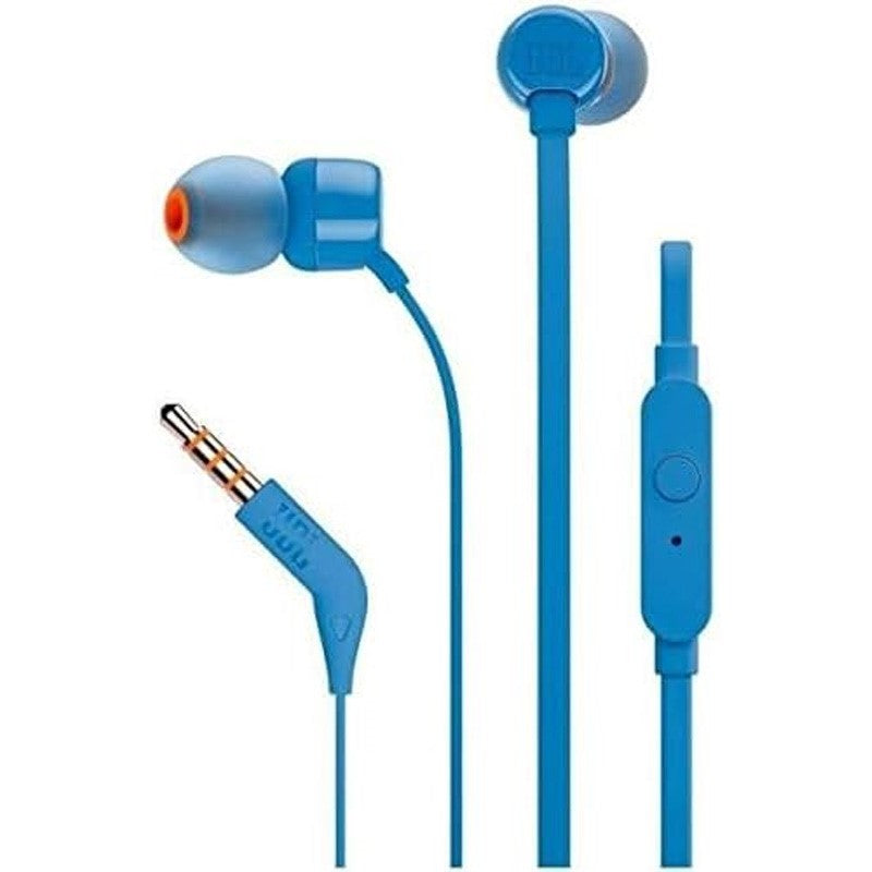 JBL Tune 110 Wired In-Ear Headphones, Deep and Powerful Pure Bass Sound, 1-Button Remote/Mic, Tangle-Free Flat Cable, Ultra Comfortable Fit