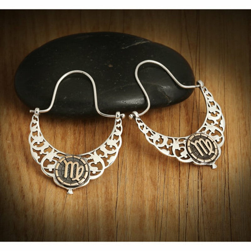 Silver And Bronze Horoscope Virgo Dangle Earrings