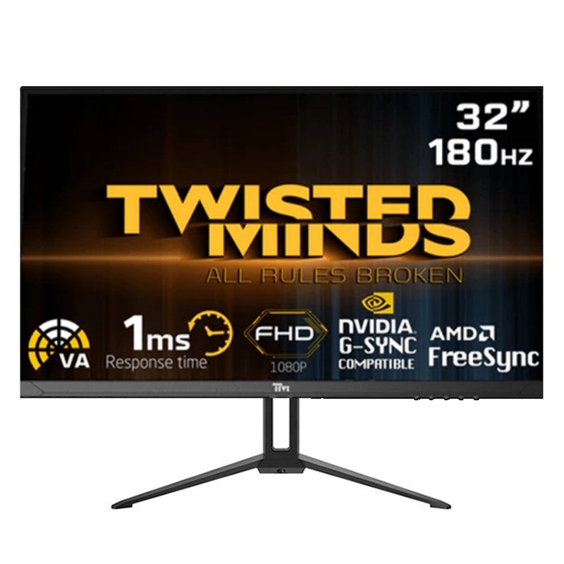 Twisted Minds 32inch, HDR, FHD, 180Hz, VA, OD , MPRT 1ms, HDMI2.0 Gaming Monitor TM32FHD180VA  - Black - Free Monitor Arm Single
