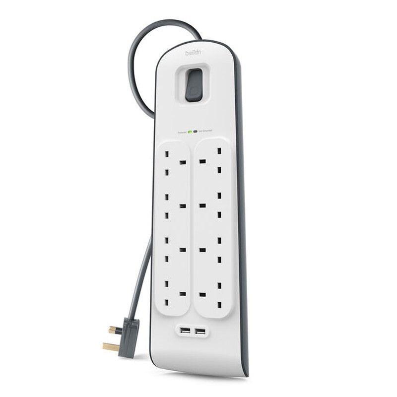 Belkin Surge Protector Power Extension 8 Outputs, 2 USB Ports - 2M