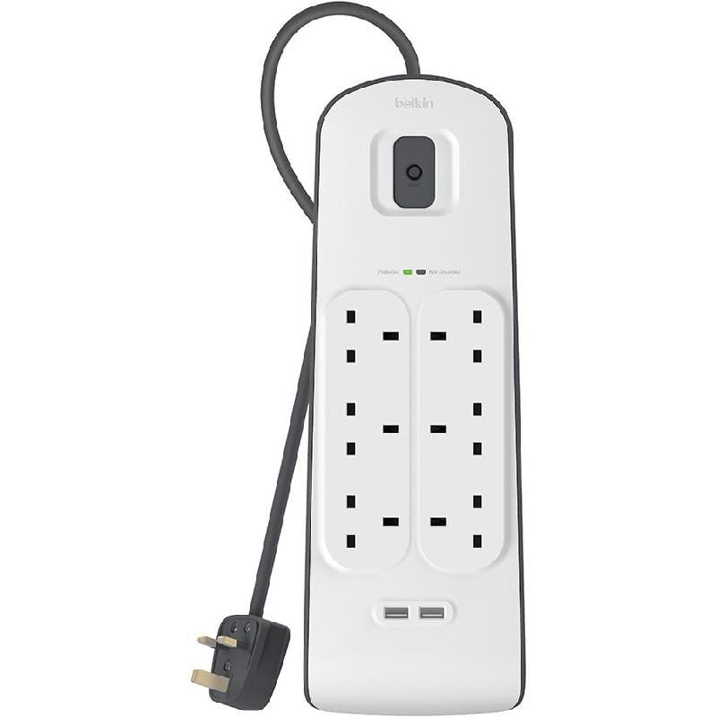Belkin Surge Protector Power Extension 6 Outputs, 2 USB Ports - 2M