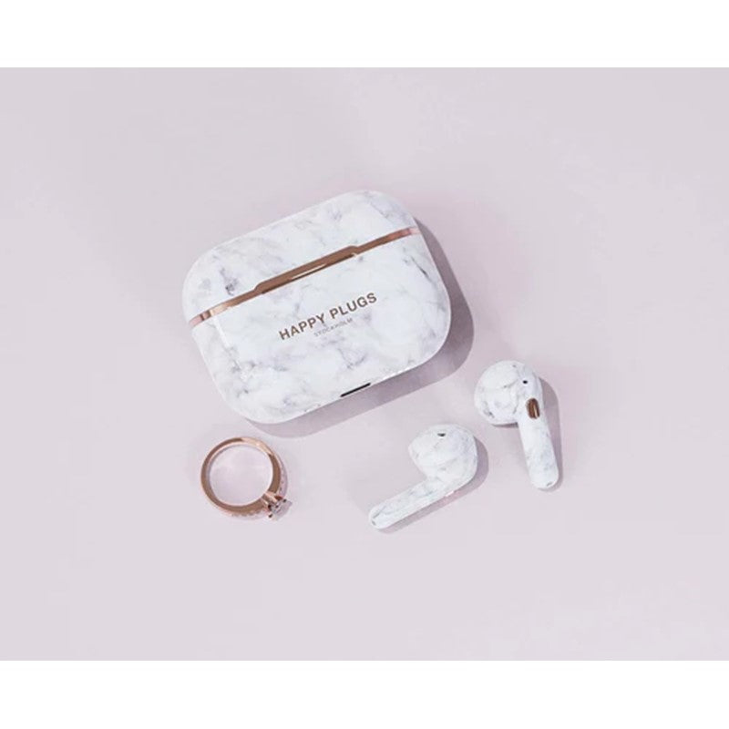 Happy Plugs Hope True Wireless Headphones - White Marble