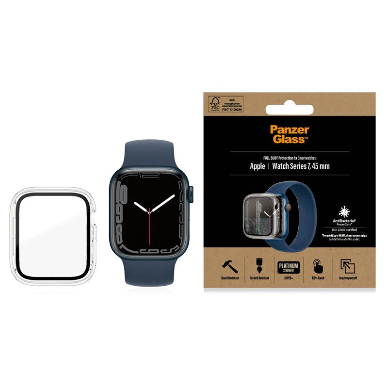 Panzer Glass Apple Watch Series 7, 45mm Screen Protector Full Body Case - Clear, PNZ3659