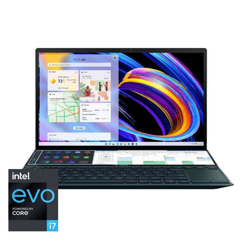 Asus ZenBook Pro Duo 15 OLED UX582 Laptop, 15.6â€ OLED 4K Touch Display, Intel Core i9-12900H, 32GB, 1TB, GeForce RTX 3060 Laptop GPU, ScreenPad Plus, Windows 11 Pro, Celestial Blue, UX582ZM-XS99T, TP-ZFBN-4F4X