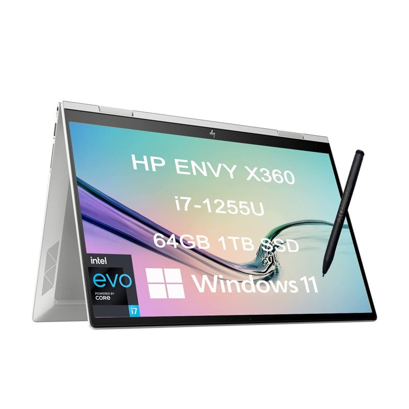 2022 Latest HP Envy X360 Lapptop 15.6â€ Touch Laptop 12th Gen Core i7-1255U Upto 4.7GHz 64GB 2TB Intel Iris Xe Graphics Backlit English Keyboard WIN11 Silver With Free Pro HT Action Camera, TK-DJHU-XI5B
