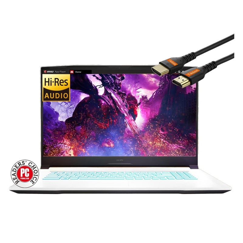 MSI Sword Gaming Laptop Intel i7-11800H 8-Core, 16GB RAM, 512GB PCIe SSD, RTX 3050 Ti, 15.6 FHD 1920x1080, 144Hz, White, SQ-JIE6-EV4V