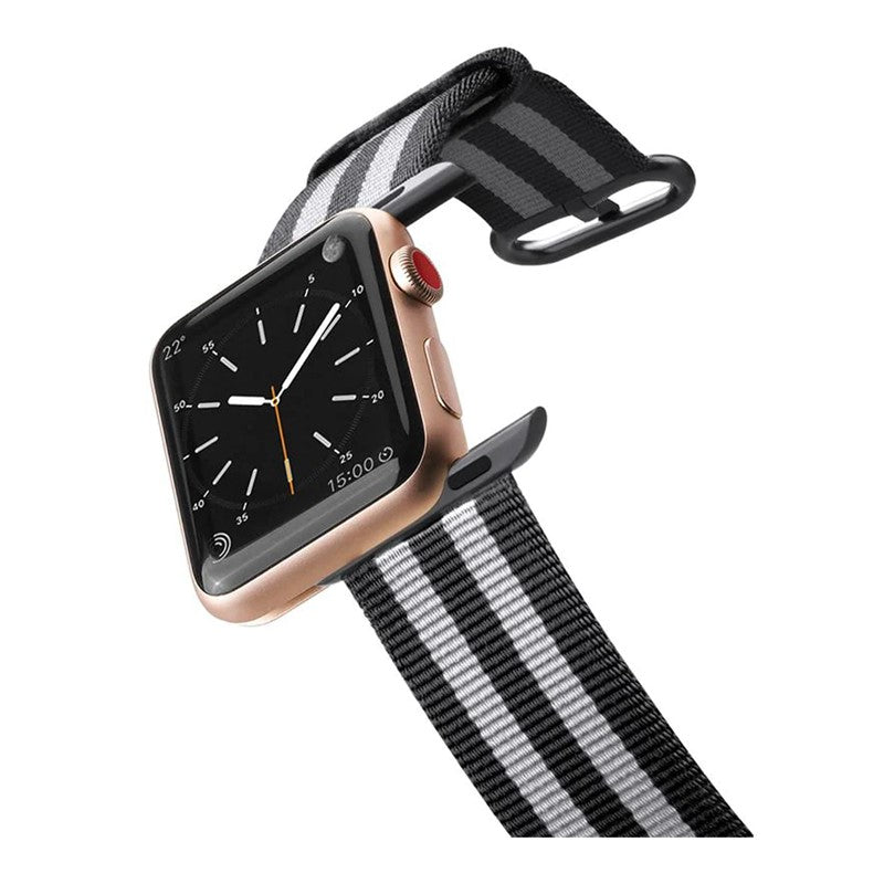 Casetify Apple Watch Band Nylon Fabric All Series 38 mm Black Stripes.