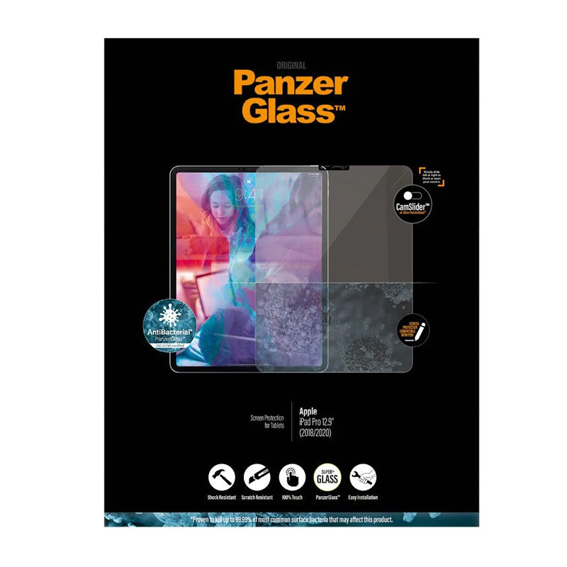 Panzer Glass iPad Pro 12.9 2021/2020/2018 Screen Protector Cam Slider - Clear w/ Black Frame