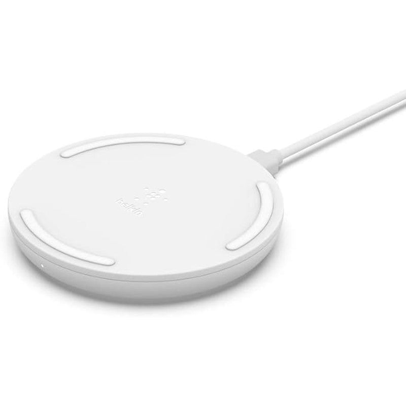 Belkin 10 Watt Wireless Charging Pad + QC 3.0 Wall Charger + Cable - White