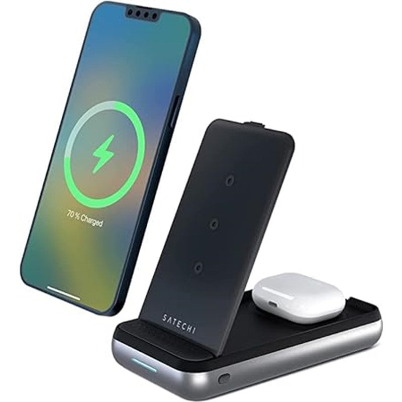 Statechi Duo Wireless Charger Power Stand & Power Bank - Black