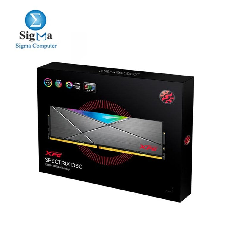 ذاكرة سطح المكتب اكس بي جي سبكتريكس D50 RGB 3600 ميجا هرتز 16 جيجابايت (8GBX2) (DDR4) - رمادي